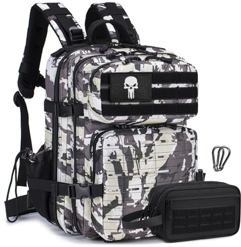 BAGROUPS 25L Mochilas Militares Tácticas 40x30x20 Wizzair Impermeable Mochila de Senderismo con Sistema Molle Abierto a 180 Grados Mochila de Asalto del Ejército Hombre Mujer para Gimnasio Gris