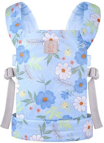 GAGAKU Portabebés para niños, portabebé de Peluche con Correas Ajustables para muñeca, Accesorios para muñecas, Flores Azules