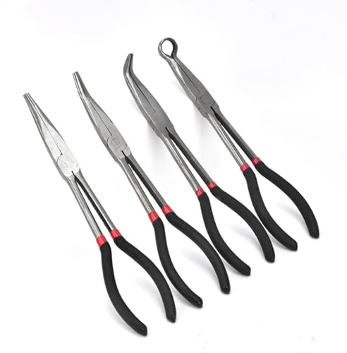 Premium Steel Plugs Removal Plier Long Handle Pliers Set Car Plugs Removal and O Rings Clamp Installation Electrical Connectors Disconnect Pliers