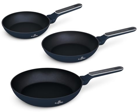 Berlinger Haus Juego de Sartenes Antiadherentes de Aluminio Forjado, Apto para Inducción, 20/24/28 cm, Mango Ergonómico, Ahorro de Energía, Edición Burgundy