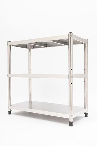 GGbaony 80x40x80cm Regalwelt Edelstahl 201 Schwerlastregal Metallböden 3 Ebenens Edelstahl Regal Tragfähigkeit Jeder Ebene 20-30kg Metallregal