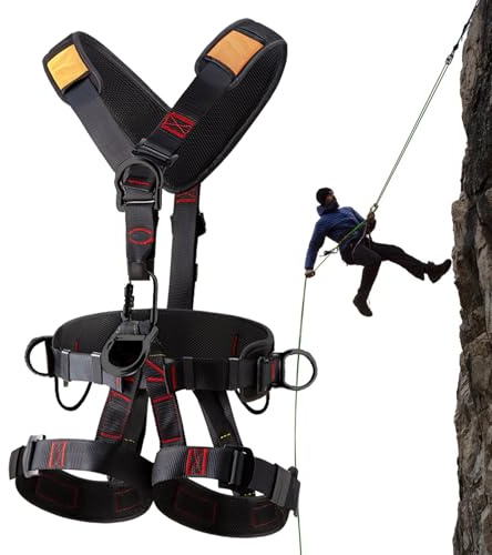 Ensemble De Sécurité Antichute 5 Points, Harnais D'escalade, Harnais D'Arrêt De Chute, Harnai De Travail Aérien Sauvetage Équipement De Protection Anti-Chute, Capacité De Charge Jusqu'à 90 Kg