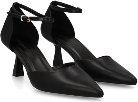 shoes&blues.es 95161 Stiletto para Mujer con Tacon Fino. Cierre de Hebilla, Punta Fina. Ideal para Otono Invierno. Negro Talla 40