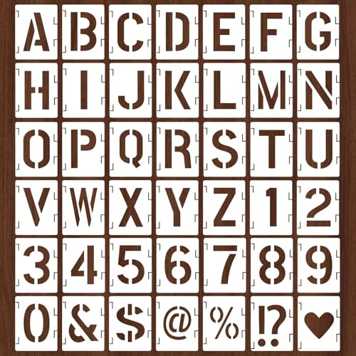 Arvoni Plantillas Letras 42 Piezas, 12cm Plantillas de Letras y Números Plástico Reutilizable Conectable, Plantilla para Pintar Albumes de Recortes Letreros de Madera