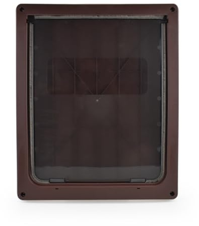 Automatische selbstschließende Haustiertür, ABS-Platte mit PP-Rahmen für kleine/mittelgroße/große Hunde, inklusive aller Installations-Hardware und Schablone (Braun, L)