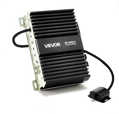 VEVOR Amplificador Monobloque para Coche 400 W, RMS 1/2/4 Ohmios, Clase D, con Control Remoto de Nivel de Subwoofer, Filtro de Paso Bajo, Refuerzo de Graves, Cambio de Fase y Control de Volumen