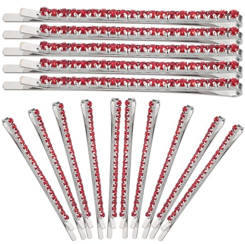 Hohopeti 15 Pezzi Pinze per Chioma Donna con Pietre Decorative Rosse, Clip Decorativa e Robusta per Accessori Chioma Sposa Eleganti e Brillanti