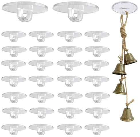 JYXNU Deckenhaken Selbstklebend, 30Stk Haken zum Kleben Weiß, Klebehaken Decke Transparent Wandhaken Handtuchhaken, Ohne Bohren für Badezimmer Wand Decke Aufhängen, Weihnachten Halloween Dekoration