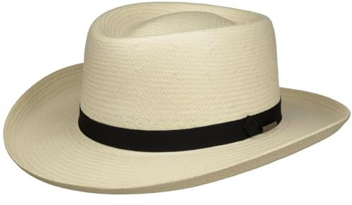 Stetson Jarco Gambler Toyo Sombrero de paja Protección UV 40 Hombre Primavera Verano, naturaleza, L