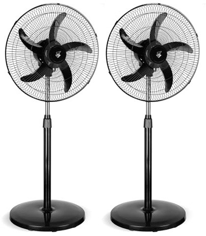 Lirixia Ventilador de Pie Potente 75W, Aspas de 45 cm (18), 3 Velocidades Ajustables, Silencioso, Oscilante, Altura Regulable, Base Reforzada, Adecuado para Hogar, Oficina y Almacén, Negro(2PCS)