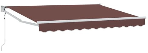 Foknhdi Tenda da sole motorizzata con braccio articolato, 3,5 x 2 m, marrone, tenda da sole elettrica estensibile per montaggio a parete, robusta soluzione ombreggiante per terrazza, balcone e