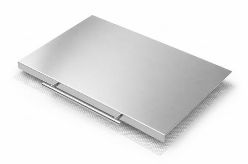 RONDA Tagliere Spianatoia Acciaio Inox 80x50 cm con Maniglia | Piano da Lavoro Alimentare Professionale, Antibatterico e Antiscivolo con Piega 2 cm per Impastare Pizza, Pane e Pasta