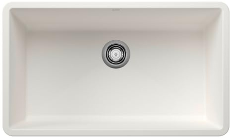 BLANCO 440150 Precis SILGRANIT Super Single Undermount Kitchen Sink, 32 L X 19 W, White