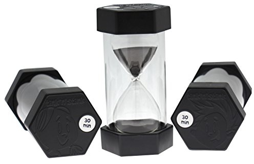 Tink n Stink Large Sand Timer 30 Minute Black Hourglass with Robust End Caps Quiet Time Management Classroom Exams Meetings Exercise Therapy
