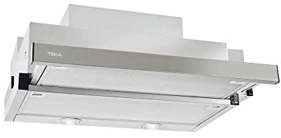 TEKA Campana Extractora Extensible 60 cm, Motor Blindado Doble, 3 Velocidades Hasta 694 m3/h, 60 dBA, 2 Lámparas LED, Acero Inoxidable Antihuellas, Compatible con recirculación, CNL 6610