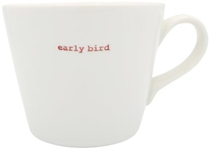 Keith Brymer Jones - Word Range - Standard Ceramic White Mug - Early Bird (red) - 350ml - Gift Boxed