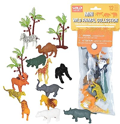 Wild Republic Polybag Mini Wildes Tier, zwölf Tierarten Aus Dem Wildes Tier, Geschenktüte für Kinder, Spielfiguren-Tiere, Toll für die Spielzeug-Sammlung