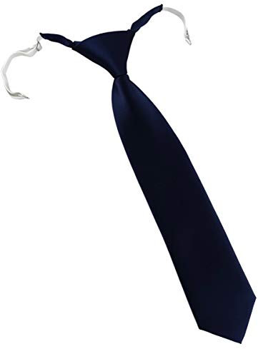 TigerTie Designer Security Sicherheits Krawatte in marine einfarbig Uni - vorgebunden mit Gummizug in weiß