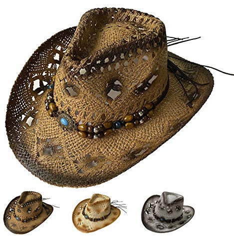 JK Home Herren Strohhut für Garten Strand Outdoor Gr. Kopfumfang 56/58 cm , coffee