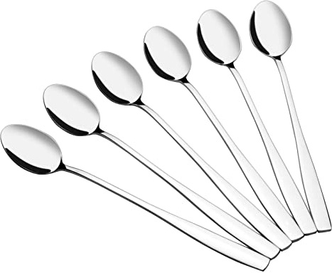 Dehouse Cuillère à thé à long manche de 12 pièces, cuillère à agitation à long manche en acier inoxydable
