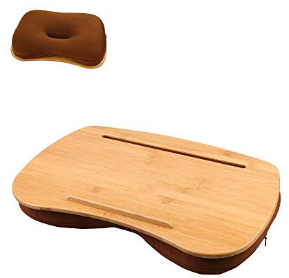 SUMISKY Laptoptisch mit Kissen, Bambus-Plattform, Handyhalterung, Größe M (47 x 30 cm)