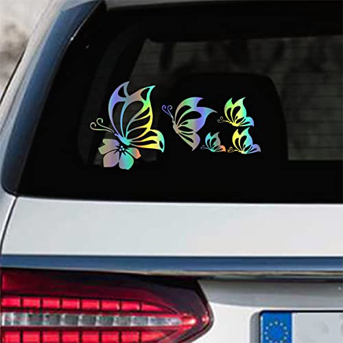 Leniutor 5-teiliges Schmetterlings-Auto-Aufkleber-Set, wasserdicht, Vinyl-Schmetterlinge, Aufkleber für Autos, Frauen, Auto-Aufkleber, schöne reflektierende Stoßstangen-Fenster, Laptop-Aufkleber