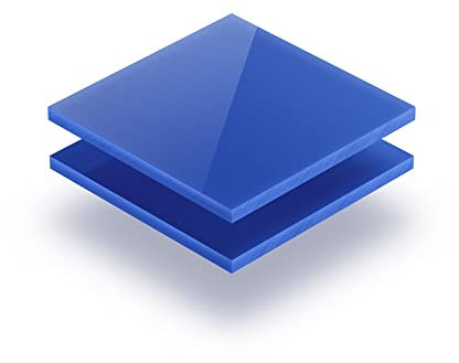 Acrylglasplatte Opal blau 3 mm - Rechteck in Abmessungen von 10x10 cm bis 102x230 cm. UV-beständig, hochwertiges PMMA, Schutzfolie an beiden Seiten, ohne scharfe Kanten.