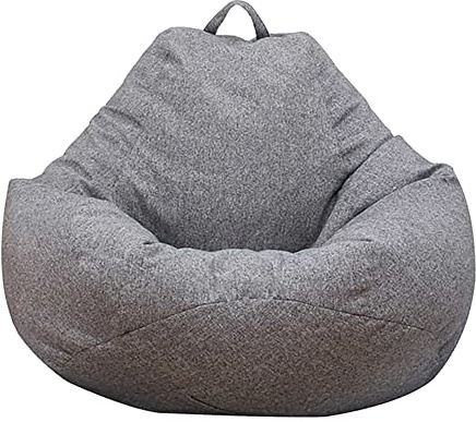 Copertura per Poltrona a Sacco,Copertura per Sacco di Fagioli senza Riempimento,Pouf a Sacco Morbido con Zipper Fodera per Adulti e Bambini,Poltrona a Sacco Adatta per Salotto(L, grigio scuro)