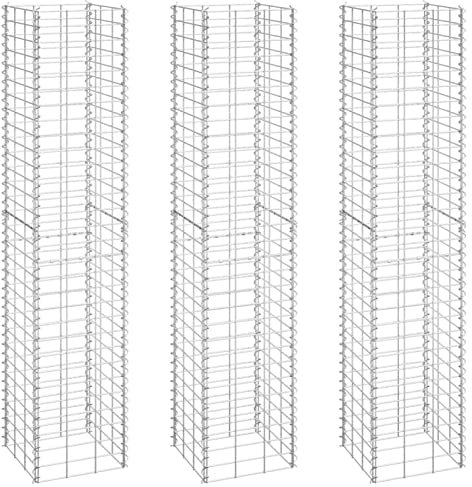 Rantry Gabionen-Hochbeete 3 Stk. 30x30x150 cm Eisen Rasen, Garten Model151250