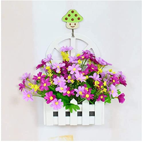 Wall-Mounted Artificial Flowers Plant Pot Wooden Planter Home Garden Wall Hanging Basket Succulent Plants, Cactus, Artificial Flowers, Wall Decorations,A