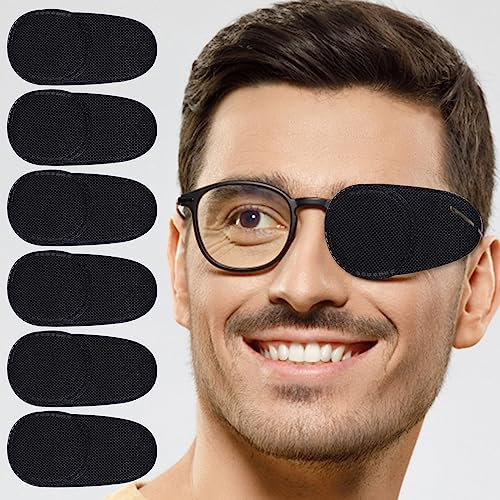 12pcs Glasses Eye Patches, Medium Glasses Eye Patch Reusable Eye Patches Over Glasses to Improve Amblyopia Strabismus Multifunctional Eye Patches for Lazy Eye for Kids Adults (Black)