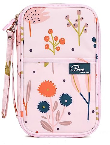 Dizdvizd Reisepass Schutzhülle für Damen, Reisepass Tasche mit RFID Blockier Ausweistasche Dokumententasche Organizer für Reisen - Blumen