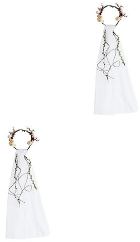 FRCOLOR 2st Urlaub Girlande Blumenkranzschleier Für Bräute Stirnband Schleier Bachelorette Hochzeit Kopfschmuck Blütenkranz Schleier Kopfbedeckung Blumen- Blumenmädchen Zubehör Braut