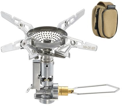 Campingmoon Portable Réchaud de Camping Réchaud de randonnée ultraléger avec équipement de randonnée en plein air 4-Flex avec micro-régulateur