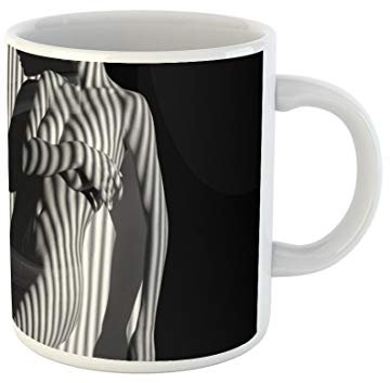 874 Tasses De Petit Déjeuner Femme Nue Adulte Ligne Noir Et Blanc Zèbre Drôle Tasses À Café Personnalisée Tasse À Café En Porcelaine 330Ml Pour Anniversaire,Homme,Amies