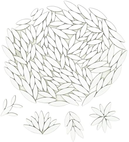 Blatt Blütenblatt Keramik Mosaik Fliesen zum Basteln, 500g Unregelmäßige Mosaikteile, DIY Herstellung Steine für Handwerk Hobby Kunst Wanddekoration (Weiß)
