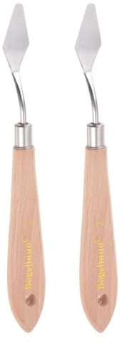 QUARKZMAN 2 Unidades de Espátulas de Paleta para Pintura Nº3 de Acero Inoxidable con Mango de Madera de Haya para Mezclar y Extender Pintura al Óleo y Acrílica en Lienzo