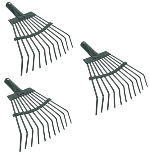 POPETPOP 3stücke Gardening Shrub Rake Robuste Laubharke Für Effizientes Rasenreinigung Und Gartenpflege Für Blumen Obstbäume Und Gemüse Zahn-Design