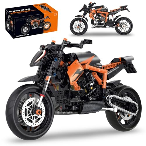 Unativer Technik Motorcycle Building Blocks Set for Superduke 1290R, 579 PCS 1:8 Super Motorbike Construction Toys, MOC Racing Superbike Model Kit, Gifts for Kids, Adults for Aged 6+ (60501)