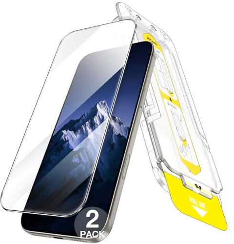 JETech Pellicola Protettiva per iPhone 15 Pro Max, 2 Pezzi | Vetro Temperato a Copertura Completa, Installazione Rapida in 10 Secondi, Kit di Allineamento, Senza Bolle, Alta Trasparenza