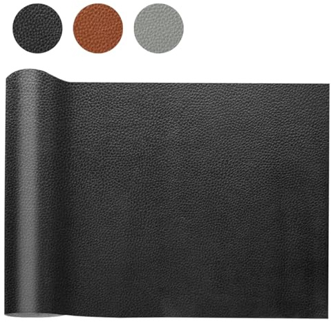 HDKAJL Kunstleder 100x140cm, ohne Kleber Lederimitat Sofa Auto, Schwarz | Strukturiertes PU Kunstleder, wasserfest abriebfest frei zuschneidbar für Reparatur & DIY