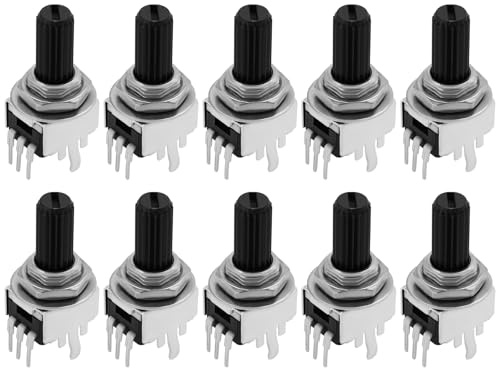 The Lord of the Tools 10 Stück Logarithmisches 9-mm-Potentiometer 50 K Ohm 6 Mm Rändelschaft 25 Mm Schaftlänge für Leiterplatten- Oder Panelmontage Verwendung mit Kommunikationsgeräten Konsumgütern