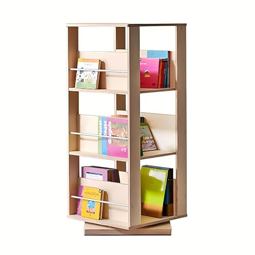 (de:Drehbares Bücherregal, bodenstehender Bücherturm, 360-Grad-Ausstellungsregal, drehbares Bücherregal aus Holz, für kleine Räume, Schlafzimmer, Wohnzimmer (3 Ebenen, 47,5 x 47,5 x 109,4