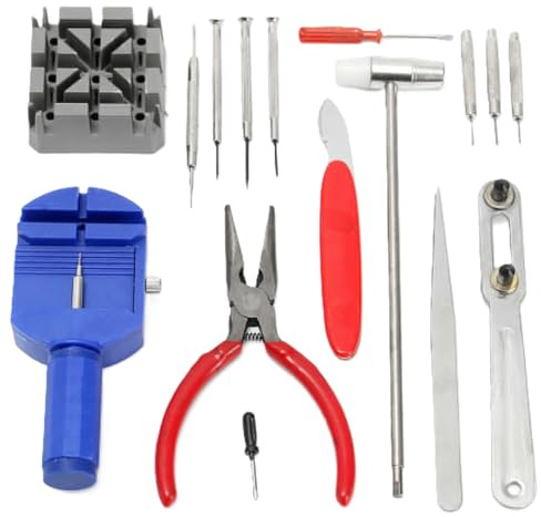 topolenashop Set Attrezzi per Riparazione Orologi 23 Pezzi – Kit Completo con Cacciaviti, Pinzette, Toglimaglie, Apricasse – Per Orologi da Polso, da Tasca e Orologeria
