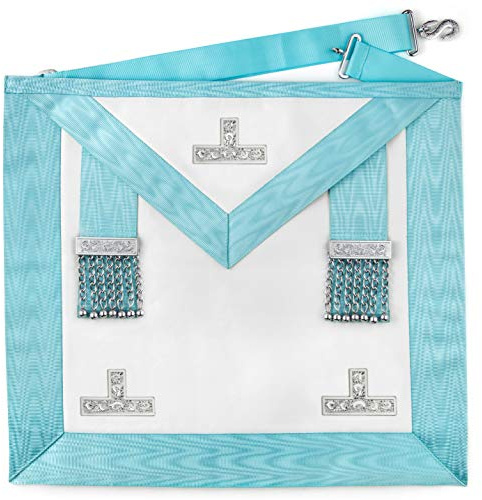 Regalia Store UK - Craft Worshipful Master Lambskin Apron with Silver Chromed Tassels - Adjustable Belt & Back Pocket for Freemasons | Memorial Masonic Gift for Men