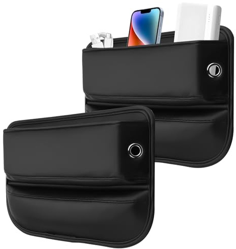 Aufbewahrungsbox für Autositze, 2 Stück, Seitentaschen Organizer | Seat Gap Storage Box, Vordersitzen Seitentasche, Für Handys, Geldbörse, Karten, Brillen, Münzen, Auto Organizer Mittelkonsole