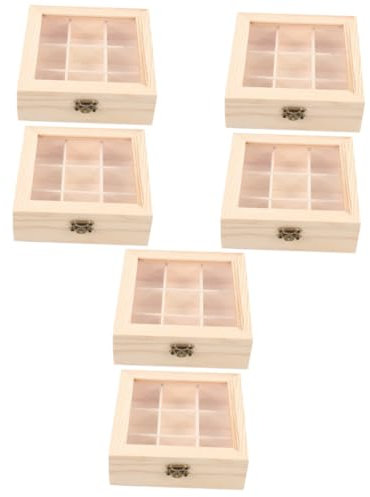 IMIKEYA 3 Set Di Organizer Per Bustine Di Tè Scatola Di Legno Con Finestra Per Riporre Bustine Di Tè Per Casa Appartamento Ufficio Hotel Ristorante 2 Pezzi * 3