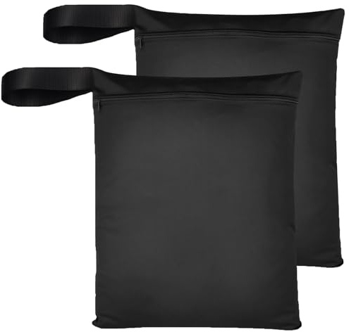 2pcs Bolsas Ropa Mojada,50 * 40 cm Bolsa Impermeable Piscina,Bolsa de Natación,Lavadora Wet Bag con Cremallera,Organizador para Trajes de Baño,Ropa Sucia,Toalla de Playa,Rañales,Ropa Deportiva,Negro