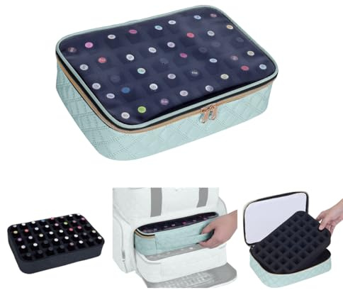 UOZL Nagellacksväska organisatör – rymmer 40 flaskor (15 ml–0,5 fl.oz), nagellack bärväska klar multifunktionell nagellack väska organisatör, kosmetiska resefodral sminkväskor, gRÖN