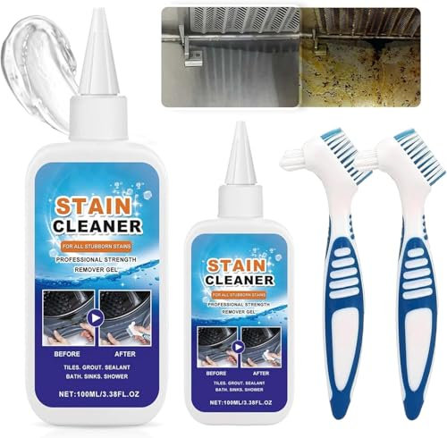 Fleckenentferner-Gel Für Den Haushalt, 2025 Neu All-In-1 Reiniger Gel, Dirt Stains Remover Mit Pinsel Haushalts-Waschmaschinenreiniger All-in-1 Küchenreiniger für Bad Silikonfugen (2)